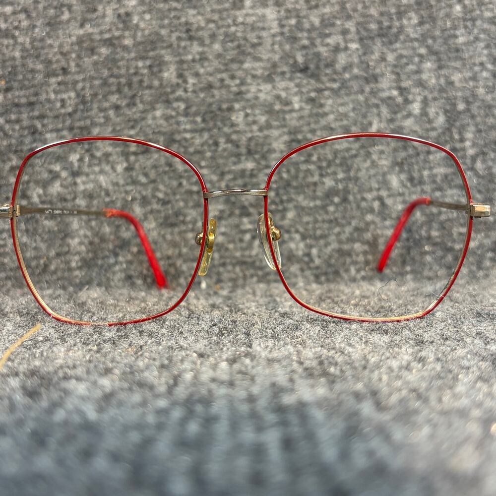 Cheryl Tiegs Vintage Red Enamel Metal Eyeglass Frames Geometric Optical Designer